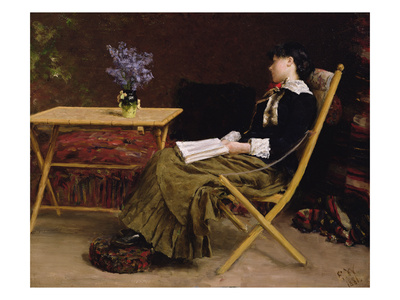 Woman Reading, 1881 (Oil On Canvas) by Erik Theodor Werenskiold Pricing Limited Edition Print image