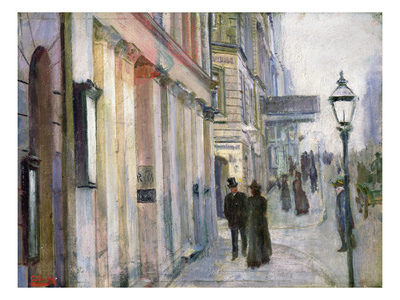 The Corner Of Karl Johan And Dronningens (Queens) Street (Oil On Canvas) by Christian Krohg Pricing Limited Edition Print image
