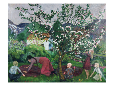 In The Garden, C.1914-15 (Oil On Canvas) by Nikolai Astrup Pricing Limited Edition Print image
