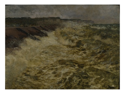 Breakwaters At Dieppe, 1898 (Oil On Canvas) by Fritz Thaulow Pricing Limited Edition Print image