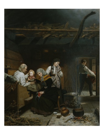 Grandfather's Blessing, 1875 (Oil On Board) by Adolphe Tidemand Pricing Limited Edition Print image