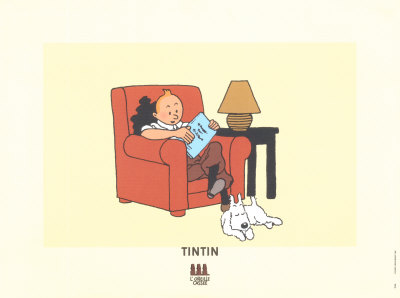 Tintin Reading In The Red Armchair by Hergé (Georges Rémi) Pricing Limited Edition Print image
