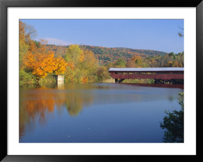 Covered Bridge Over The Ottauqueche River In Vermont, Usa by David R. Frazier Pricing Limited Edition Print image