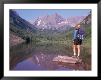 Woman Hiker At Maroon Bells, Aspen, Co by Cheyenne Rouse Pricing Limited Edition Print image
