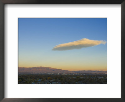 Usa, New Mexico, Albuquerque, Skyline, Sandia Mountains And Lenticular Cloud by Alan Copson Pricing Limited Edition Print image