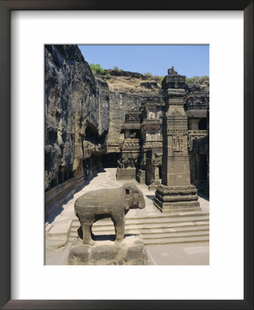 Massive Elephant And Column In Nw Of Courtyard, Kailasa Temple, Ellora, Maharashtra, India by Richard Ashworth Pricing Limited Edition Print image