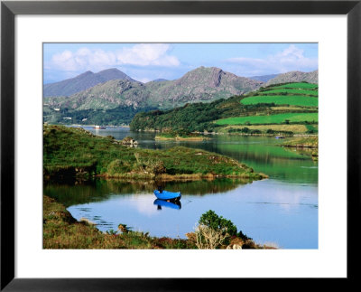 Blue Boat On Tranquil Kenmare River, Munster, Ireland by John Banagan Pricing Limited Edition Print image