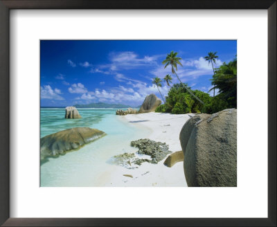 Granite Outcrops On Tropical Beach, Anse Source D'argent, La Digue, Seychelles by Lee Frost Pricing Limited Edition Print image