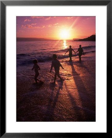 Family Walking On Beach At Dusk, Hi by Mark Gibson Pricing Limited Edition Print image