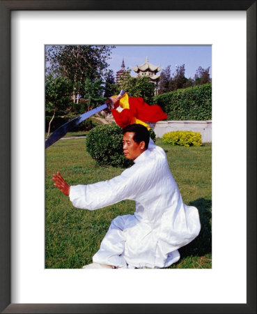 Martial Arts Master Practising Routine In Xihai Park In Tongzhou, Beijing, China by Krzysztof Dydynski Pricing Limited Edition Print image