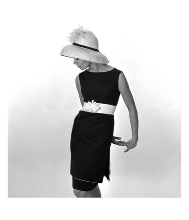 Black Sleeveless Dress With White Belt, 1960S by John French Pricing Limited Edition Print image