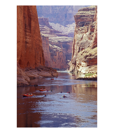 Arizona, Grand Canyon, Kayaks And Rafts On The Colorado River Pass Through The Inner Canyon, Usa by John Warburton-Lee Pricing Limited Edition Print image