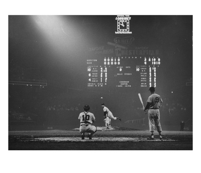Boston Red Sox Player Ted Williams, While Watching Pitcher Warm-Up. Catcher Sherm Lollar by Frank Scherschel Pricing Limited Edition Print image