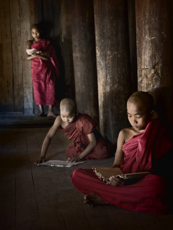 Three Monks Reading In A Monastery by Scott Stulberg Pricing Limited Edition Print image