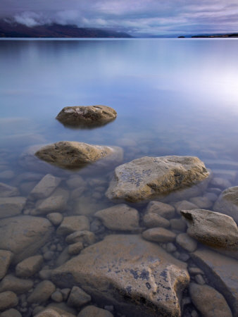 Lake Pukaki On A Blue Morning, Canterbury, South Island, New Zealand, Pacific by Adam Burton Pricing Limited Edition Print image