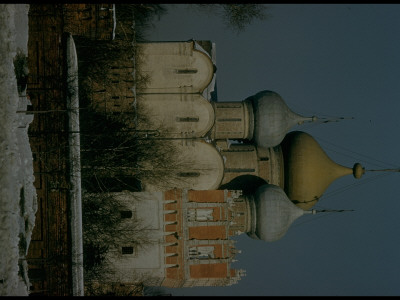 16Th C. Novodevichy Convent Facade With Domed Towers, Set In Wintry Moscow by Carl Mydans Pricing Limited Edition Print image
