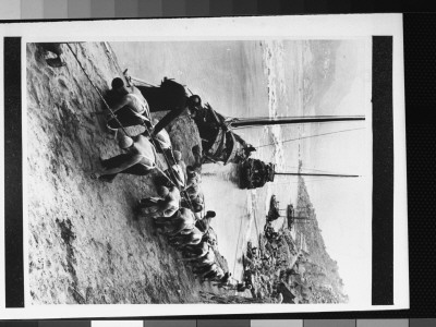Chinese Trackers, Harnessed And Bowed, Plodding Along Bank Of Yangtze River by Dmitri Kessel Pricing Limited Edition Print image
