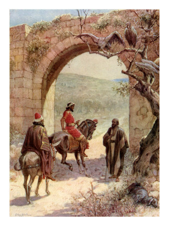 Ahab And Elijah Meet, I Kings 18: 17 -18 by Kate Greenaway Pricing Limited Edition Print image