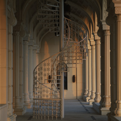 Oman - El Zulfa Mosque Spiral Staircase To Bell Tower In Side Aisle by Joe Cornish Pricing Limited Edition Print image