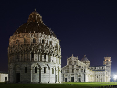 The Baptistery, Duomo And Leaning Tower Of Pisa, Piazza Dei Miracoli, Pisa, Italy by David Clapp Pricing Limited Edition Print image