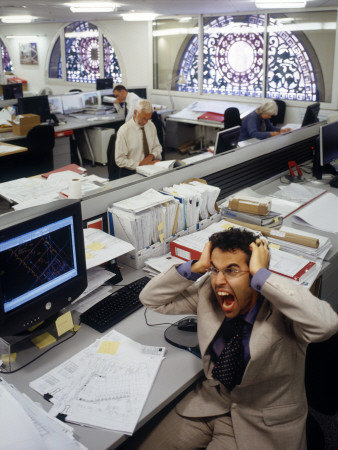 Office Life And Interiors, Frustrated Office Worker by David Churchill Pricing Limited Edition Print image