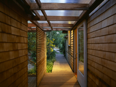 Wooden Boarded Entrance Pathway, Designer: Bob Swain by Clive Nichols Pricing Limited Edition Print image