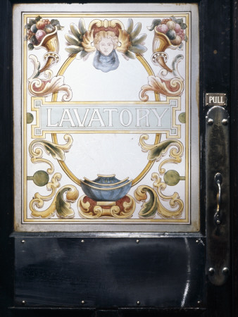 The Old Toll Bar, Paisley Road West, Glasgow, Etched And Stained Glass Door Panel To The Lavatories by Lucinda Lambton Pricing Limited Edition Print image
