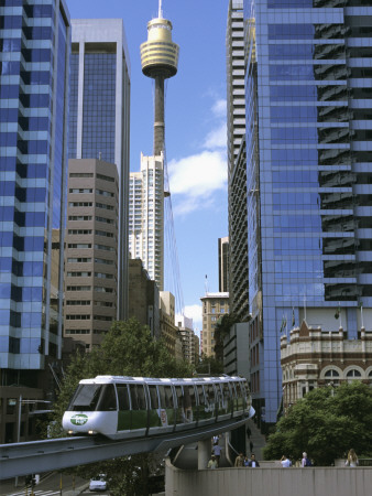 Metro Monorail At Darling Harbour And Amp Tower, Sydney by Marcel Malherbe Pricing Limited Edition Print image