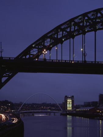 Baltic Centre For Contemporary Arts, Gateshead, Newcastle Upon Tyne, Night Time View With Bridges by Keith Hunter Pricing Limited Edition Print image