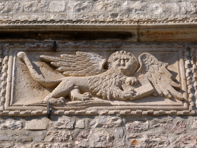 Stone Relief Adornment, Land Gate, Korcula, Dalmatian Coast by Olwen Croft Pricing Limited Edition Print image