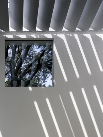 House In Toronto - Interior Detail Of Window And Brise-Soleil In Double Height Living Room by Richard Bryant Pricing Limited Edition Print image