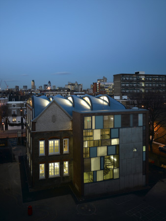 Siobhan Davies Dance Studios, London, 2006, Overall From Charlotte Sharman School Roof At Dusk by Richard Bryant Pricing Limited Edition Print image
