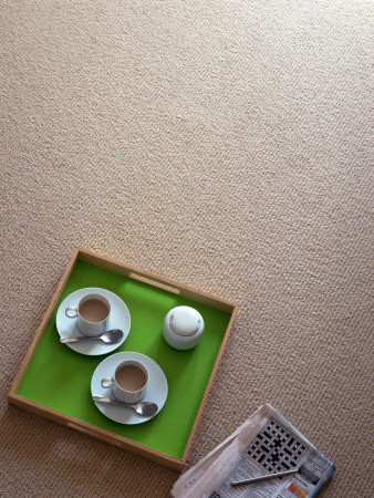 Private House In Cobham - Carpet With Tray And Newspaper, Morning Coffee , Architect: Chris Rudolf by Richard Bryant Pricing Limited Edition Print image