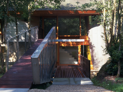 Lone Oak Hall, East Sussex - West Entrance With Wooden Ramp And Bridge, Architect: Michael Wilford by Richard Bryant Pricing Limited Edition Print image