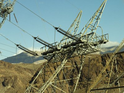 Hoover Dam Electricity Pylons With The Grand Canyon Behind by Richard Williamson Pricing Limited Edition Print image