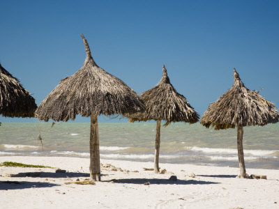 Thatch Palapa, Progreso, Gulf Of Mexico, Yucatan Peninsula, Mexico by Julie Eggers Pricing Limited Edition Print image