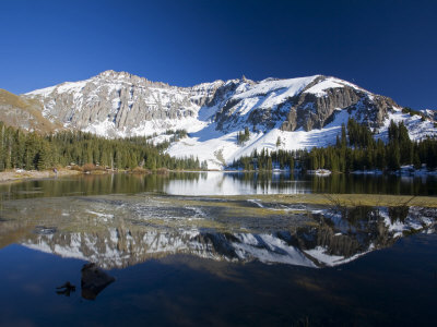 Snow Capped Mountains Reflecting In Alta Lake, Colorado, Usa by Terry Eggers Pricing Limited Edition Print image