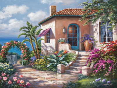 Coastal Cottage View by Sung Kim Pricing Limited Edition Print image