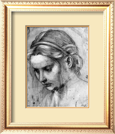 Face Of A Woman With Ruffled Hair, Looking Down by Andrea Del Sarto Pricing Limited Edition Print image