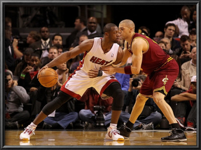 Cleveland Cavaliers  V Miami Heat: Dwyane Wade And Anthony Parker by Mike Ehrmann Pricing Limited Edition Print image