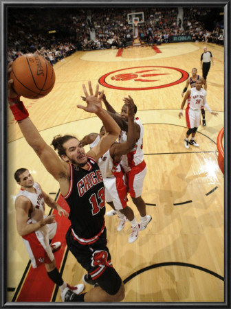 Chicago Bulls V Toronto Raptors: Linas Kleiza, Joakim Noah, Joey Dorsey And Ed Davis by Ron Turenne Pricing Limited Edition Print image