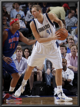Detroit Pistons V Dallas Mavericks: Dirk Nowitzki And Charlie Villanueva by Glenn James Pricing Limited Edition Print image