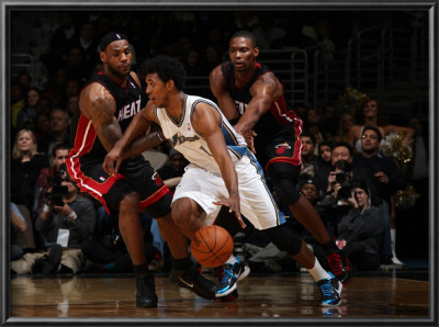 Miami Heat V Washington Wizards: Nick Young, Lebron James And Chris Bosh by Ned Dishman Pricing Limited Edition Print image
