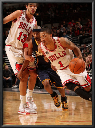 Indiana Pacers V Chicago Bulls: Derrick Rose, T.J. Ford And Joakim Noah by Ray Amati Pricing Limited Edition Print image