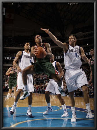 Milwaukee Bucks V Dallas Mavericks: Chris Douglas-Roberts And Dirk Nowitzki by Danny Bollinger Pricing Limited Edition Print image