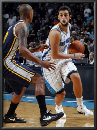 Utah Jazz V New Orleans Hornets: Marco Belinelli And Raja Bell by Layne Murdoch Pricing Limited Edition Print image