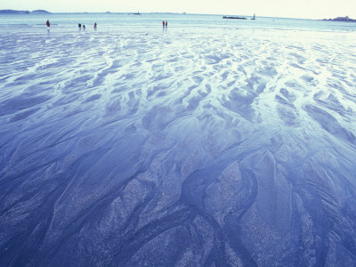 Low Tide At St. Malo, With Patterns Of Water And Distant People by Stephen Sharnoff Pricing Limited Edition Print image