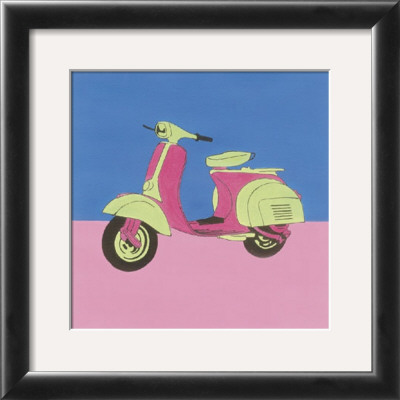 Pink And Green Motor Scooter by Miriam Bedia Pricing Limited Edition Print image