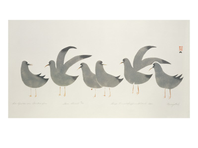 Mungltok Seagulls On Arctic Ice, From Cape Dorset by Inuit School Pricing Limited Edition Print image