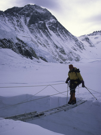 Crossing Over Crevase En Route To Everest, Nepal by Michael Brown Pricing Limited Edition Print image